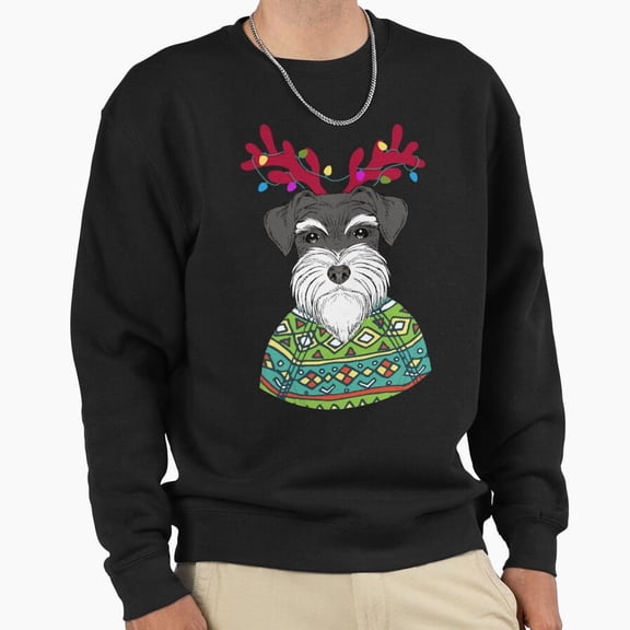 Schnauzer Reindeer Christmas Sweater Dog Retro Aesthetic Graphic Vintage Unisex Sweatshirt G2827, Up to Size 5XL