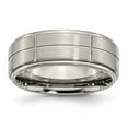 thumbnail image 2 of Titanium Grooved Ridged Edge 8mm Satin and Polished Band, 2 of 10