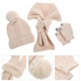 thumbnail image 4 of 1 juego de guantes de invierno, gorro y bufanda para mujer, conjunto de disfraz, bufanda cálida de invierno, guantes con pantalla táctil para montar a caballo., 4 of 6