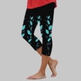 thumbnail image 2 of vigerkar Capri Pants for Women Vintage Boho Floral Printed Yoga Leggings Casual Summer High Waisted Knee Length Pants (Mint Green, M), 2 of 5