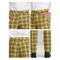 thumbnail image 3 of Dress Pants for Men Business Casual Plaid Chino Pants Comfort Stretch Tapered Trousers with Pockets, Yellow, M, 3 of 6
