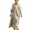 thumbnail image 3 of Sun Dresses Women Summer Dress For Print Sleeveless Round Neck Dress Casual Long Dress Fashion Beach Vacation Clothes, 3 of 7