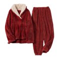 thumbnail image 1 of kurtrusly Pyjama en Molleton de Corail Doux et Confortable pour les Femmes à Réchauffer l'Hiver Durable Pyjama de Velours Chaud Set Vinered XL, 1 of 6