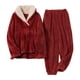 thumbnail image 1 of Sonducket Conjunto de pijama de terciopelo cálido de invierno, elección para noches frías, conjunto de pijamas de franela de otoño e invierno Pijama Vino XL, 1 of 6