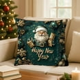 thumbnail image 6 of Christmas Throw Pillow Covers Dark Green Xmas Cushion Covers 18x18in, Rustic Reindeer Snowman Santa Cushion Cases Vintage Decorative Pillow Cases, 6 of 6