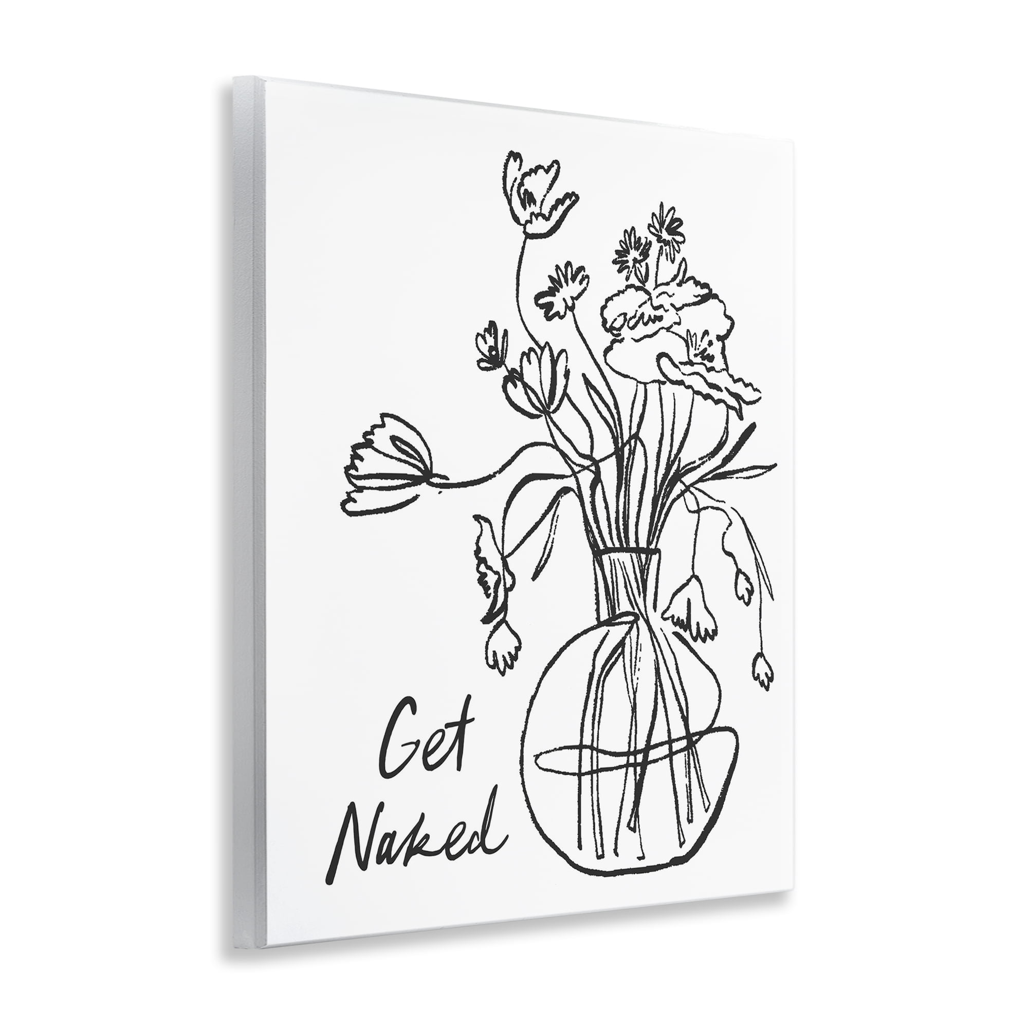 Stupell Industries Get Naked Flower Contour Wall Plaque Art, design by Lettered and Lined