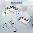 thumbnail image 2 of Yescom Mobile Mayo Stand with 2 Pcs Trays Adjustable Height 31" -50" Stainless Steel Lockable Wheels Cart, 2 of 9