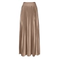 thumbnail image 4 of Women’s High Waisted Pleated Maxi Skirt, Elastic Waist Flowy Long Skirt for Casual Work Office Travel Daily Wear, 4 of 7
