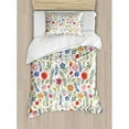 thumbnail image 3 of Flower Queen Size Duvet Cover Set, Shabby Chic Botany Florets in Soft Tones Feminine Flourishing Wreath Watercolor Design, Decorative 3 Piece Bedding Set with 2 Pillow Shams, Multi, by Ambesonne, 3 of 3