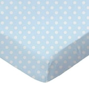 SheetWorld Fitted 100% Cotton Percale Play Yard Sheet Fits BabyBjorn Travel Crib Light 24 x 42, Pastel Blue Polka Dots Woven