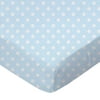 SheetWorld Fitted 100% Cotton Percale Play Yard Sheet Fits BabyBjorn Travel Crib Light 24 x 42, Pastel Blue Polka Dots Woven