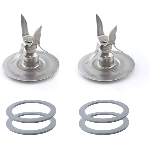 2 Pack for Oster Blender Replacement Parts Blender Ice Crusher Blade with 4 Rubber Sealing Gasket for Oster Osterizer 5-6 Cup Glass or Plastic Jars