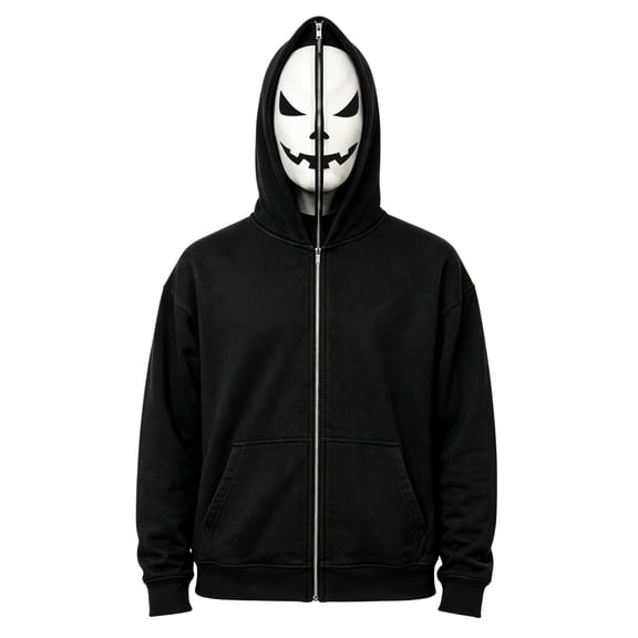 Adult Unisex Full Zip Horror Mask Hoodie Halloween Scary Character Novelty Sweatshirt Fancy Dress Party Cosplay Costume