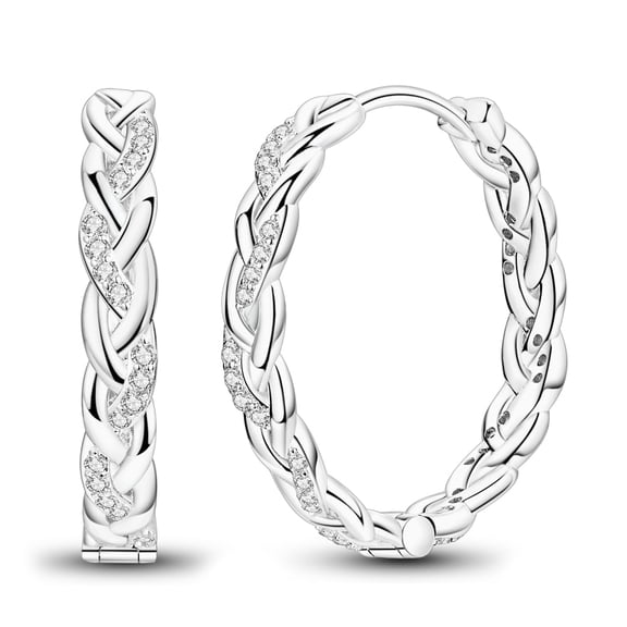 NARMO Original Sparkling Woven 925 Sterling Silver Hoop Earrings AAA CZ for Women Jewelry Birthday Gfit