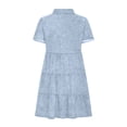 thumbnail image 5 of Taqqpue Dresses for Women 2024 Solid Color Fashion Casual Spring And Summer Short Sleeve Button Down Flowy Lapel Knee-High Denim Dress, 5 of 6