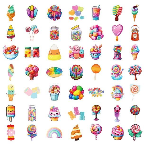 Pegatinas de vinilo impermeable, 50 unidades por lote, color caramelo, helado