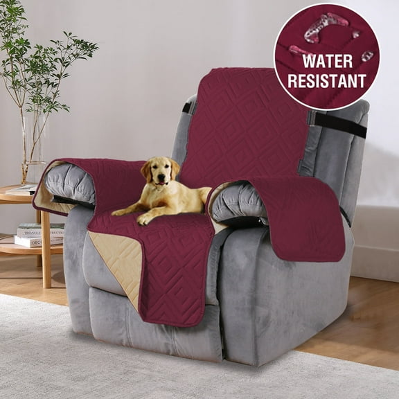 H.VERSAILTEX 1-Piece Reversible Quilted Recliner Pet Cover Protector, Burgundy