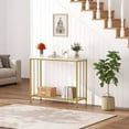 thumbnail image 3 of Console Table, 33.5" Entryway Table with Glass Shelf, Industrial Hallway Table for Living Room Foyer, Gold, 3 of 7