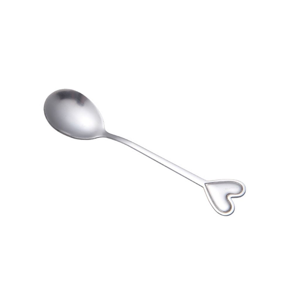 Stainless Steel Tableware Heart-Shape Scoops Upscale Utensils Coffee Spoon 