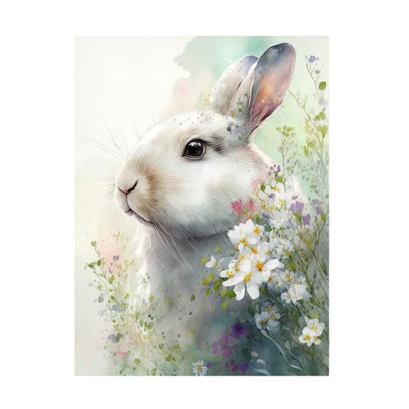 Bilge Paksoylu 'Rabbit And Flowers 1' Canvas Art
