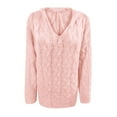 thumbnail image 2 of Vedolay Sweater Womens 2023 Casual Pullover Sweaters V Neck Long Sleeve Knit Tops,Pink L, 2 of 4