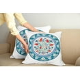 thumbnail image 2 of Ambesonne Teal Throw Pillow Cover 2 Pack, Turkish Tulip Floral Art, 18", Teal Red White, 2 of 7