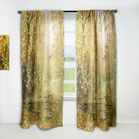 Designart 'Pathway in Beautiful Autumn Forest' Landscapes Curtain Panel