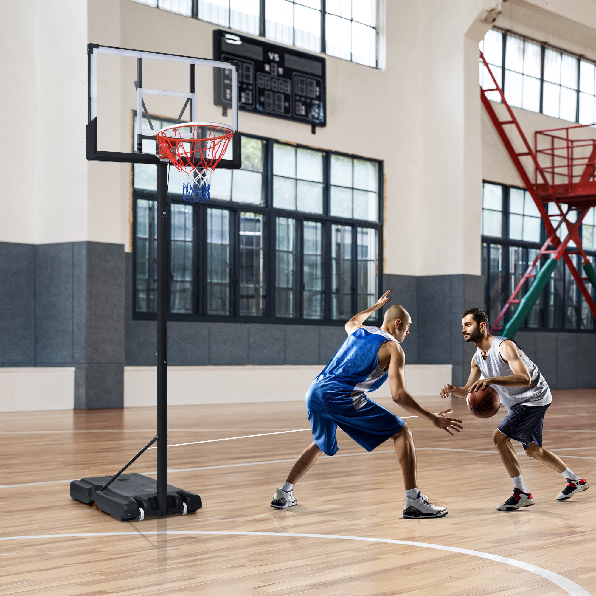 Portable Basketball Hoop 4.76-10ft Height Adjustable with LED Basketball Hoop Lights, for Youth Adults
