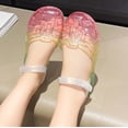 thumbnail image 5 of Krdevn Flat Heel Closed Round Toe Ankle Strap Glitter Detailed Jelly Casual Beach Sandals (Little Girls,Big Girls),7-8 Years, 5 of 8