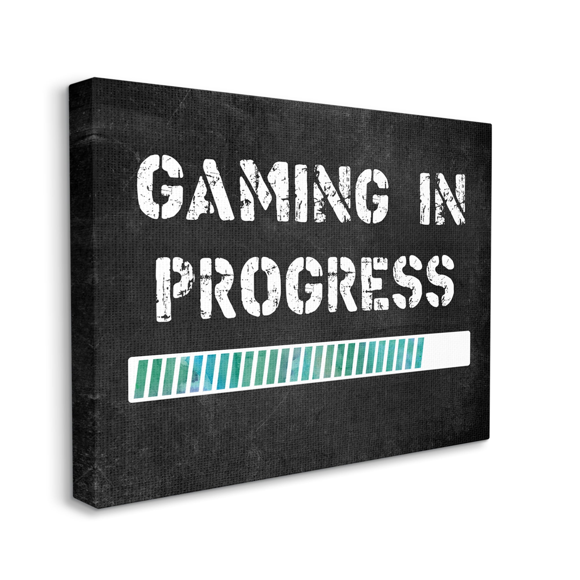 Stupell Industries Gaming In Progress Bar Inspirational Painting Gallery Wrapped Canvas Art Print Wall Art, 40 x 30