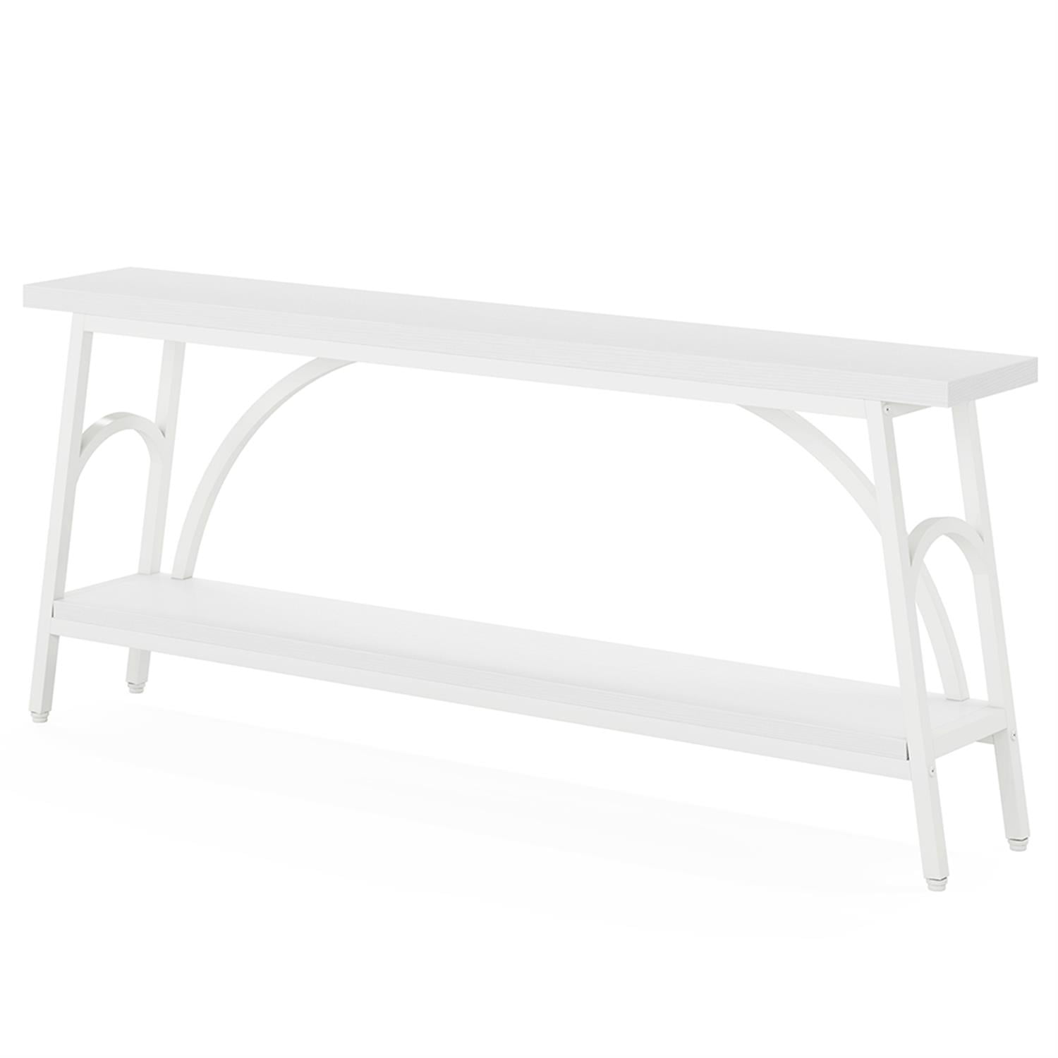 Demi Bonn 2-Tier Console Table, 70.8" Sofa Table Hallway Table with Open Shelves for Hallway, Bedroom, Living Room, White
