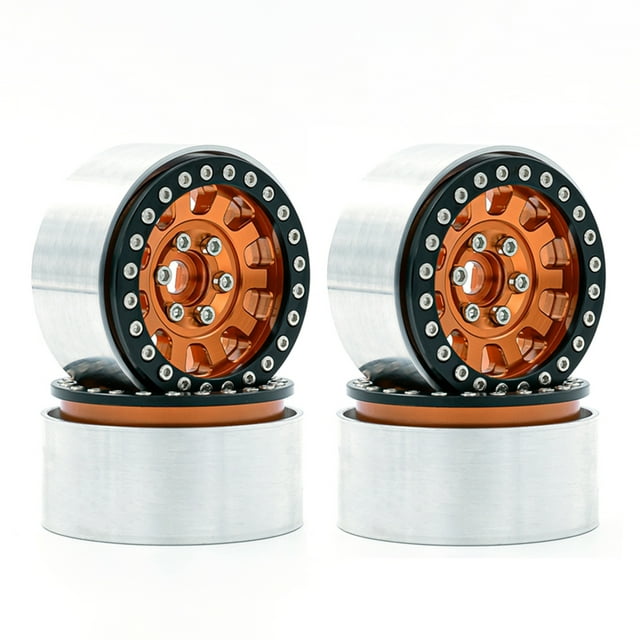 Yeacher Jantes de Roue en Alliage d'Aluminium, Jantes de Roue à Perle, Moyeu, 4 Pcs, Remplacement pour Axial TRX4 1/10