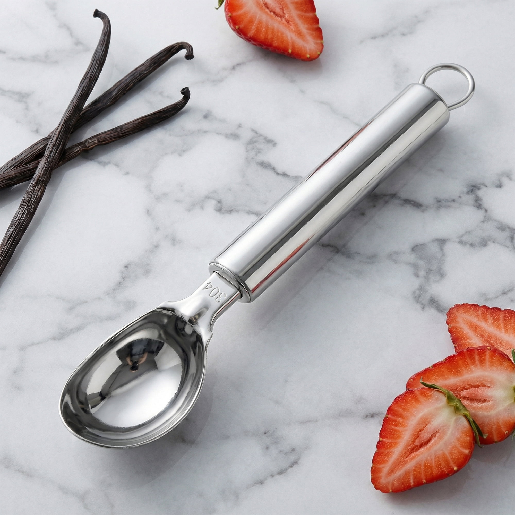 Unique Bargains Stainless Steel Ice Cream Scoop with Handle Silver 8.1in