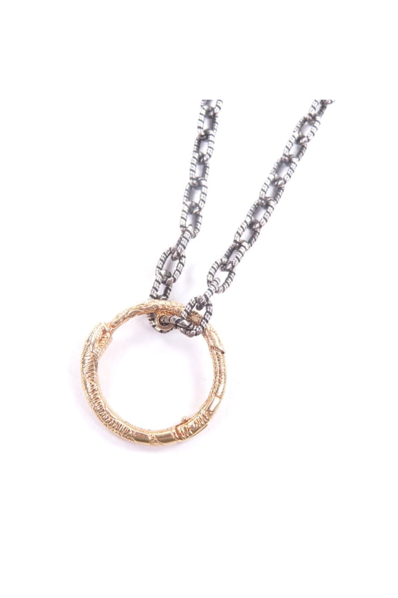 Pre-Owned GUCCI 461997 Ouroboros AG925 AU750 Accessory Chain Necklace Silver Gold Made in Italy...