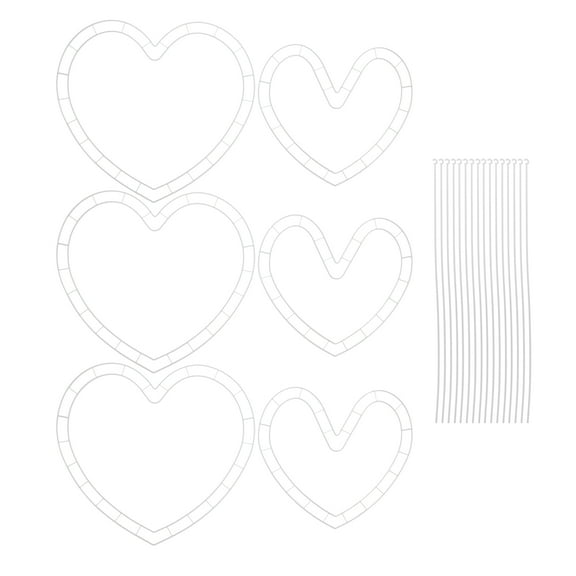 MLINS 6 Set Heart Shaped Plastic Wreath Frame for DIY Crafts Wedding Floral Decorations and Holiday Party Wreaths