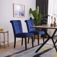thumbnail image 3 of Set of 2 Modern Upholstered Dining Chair, Velvet Fabric Tufted Chairs with Rubber Wood Legs and Stainless Steel Pull Ring, Accent Parsons Chair for Living Room, Bedroom, Home Kitchen, 3 of 11