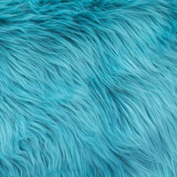 FabricLA Turquoise Shaggy Faux Fake Fur Fabric by the yard