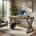 thumbnail image 6 of Demi Bonn 59 Inch Computer Desk, Waterproof Surface, 210LBS Capacity, with Heavy-duty Metal Frame and Crossbar-Gray, 6 of 8
