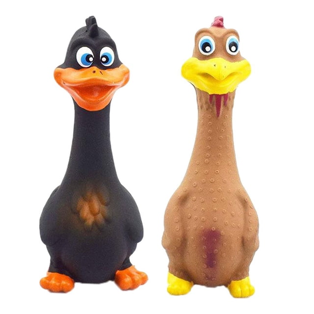 2Pack Shrilling Gritando Pollo de Goma Perro Mascota Juguete Squeaker Chew Regalos