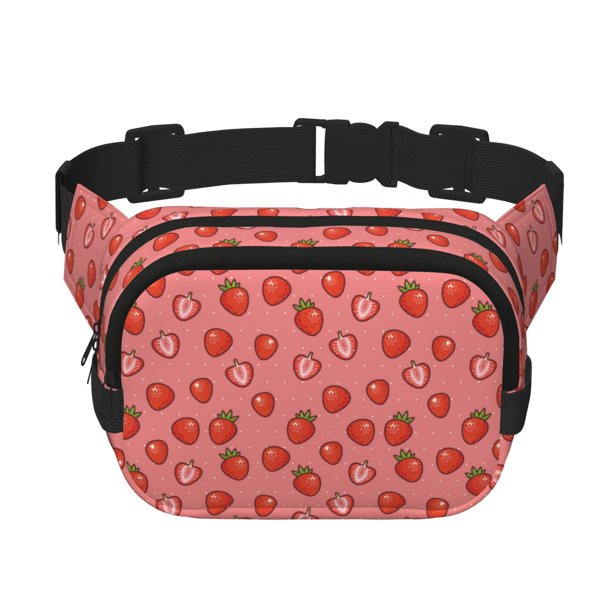 Balery Red Strawberry Mochila Cinturón para Mujeres y Hombres, Bolsa de Cintura Impermeable de Doble Capa con Correa