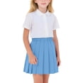 thumbnail image 3 of Wilark Girls Pleated Skirts with Skorts Elastic Waist A-line School Uniform Cotton Kids Mini Skirts Blue 12, 3 of 8