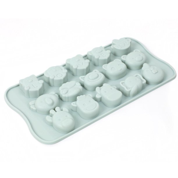 Molde for bandeja de hielo de silicona con dibujos animados de 15 cavidades, divertido fabricante de helados y cubitos de hielo caseros