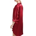thumbnail image 5 of Kaemgyyd Women's Satin Nightshirt Button down Sleepshirt Silk Half Sleeve Nightgown Boyfriend Notch Collar Sleepwear, 5 of 6