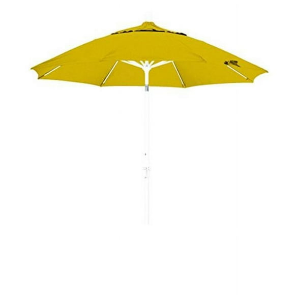 California Umbrella GSCUF908170-5457 9 ft. Round Aluminum Pole Fiberglass Rib Market Umbrella, Crank Lift & Collar White Tilt Sunbrella Sunflower