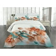 thumbnail image 3 of Ambesonne Exotic Quilted Bedspread Set 3 Pcs, Orchids Blossoms Floral, King Size, Orange and Teal, 3 of 5