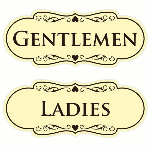 All Quality Designer Gentlemen - Ladies Signs (2-Pack) - Ivory / Dark Brown Small