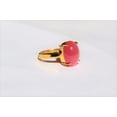 thumbnail image 2 of Pink Cat Eye Ring, Female Ring, Oval Cut Ring, Wedding Ring, 925 Sterling Silver Gold Over Ring, Gift For Him, 2 of 5