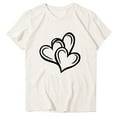 thumbnail image 6 of Valentines Day Shirts Women Cute Heart Print Short Sleeve T Shirts Casual Crewneck Loose Basic Tops Soft Lightweight Blouses White Tops,Size S-4XL, 6 of 8