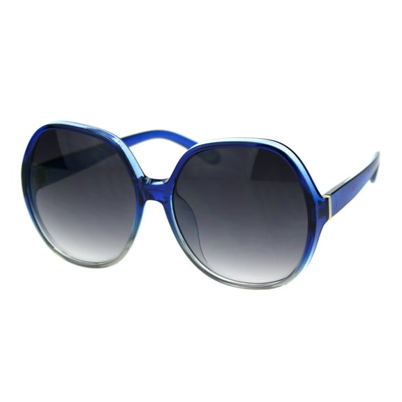 Womens Large Mod Round Plastic Celeb Sunglasses Blue Smoke