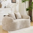 thumbnail image 5 of Timbernest 66" Chenille Curved Sofa, Boneless 2 Seater Cloud Sofa for Small Spaces, Light Khaki, 5 of 12